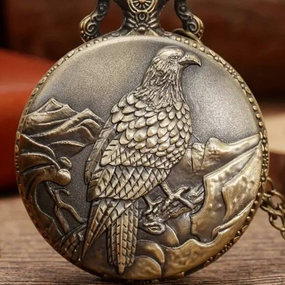 America USA Bald Eagle Pocket Watch USA Trump Bronze Christmas Birthday Gift NEW - Picture 1 of 6